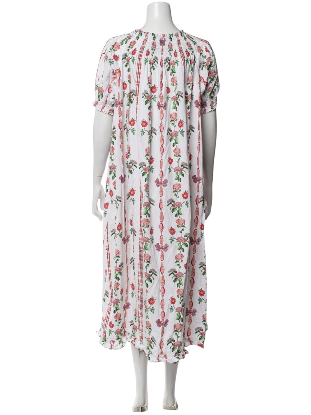 Hill House Home The Nap Dress White Midi Dress with Pink Floral Print Resortwear